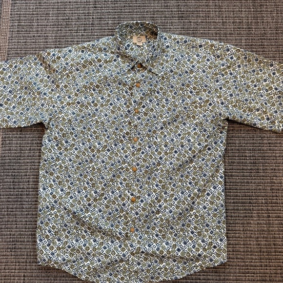 Blue and White Floral Casual Button Down Shirt - Picture 1 of 3